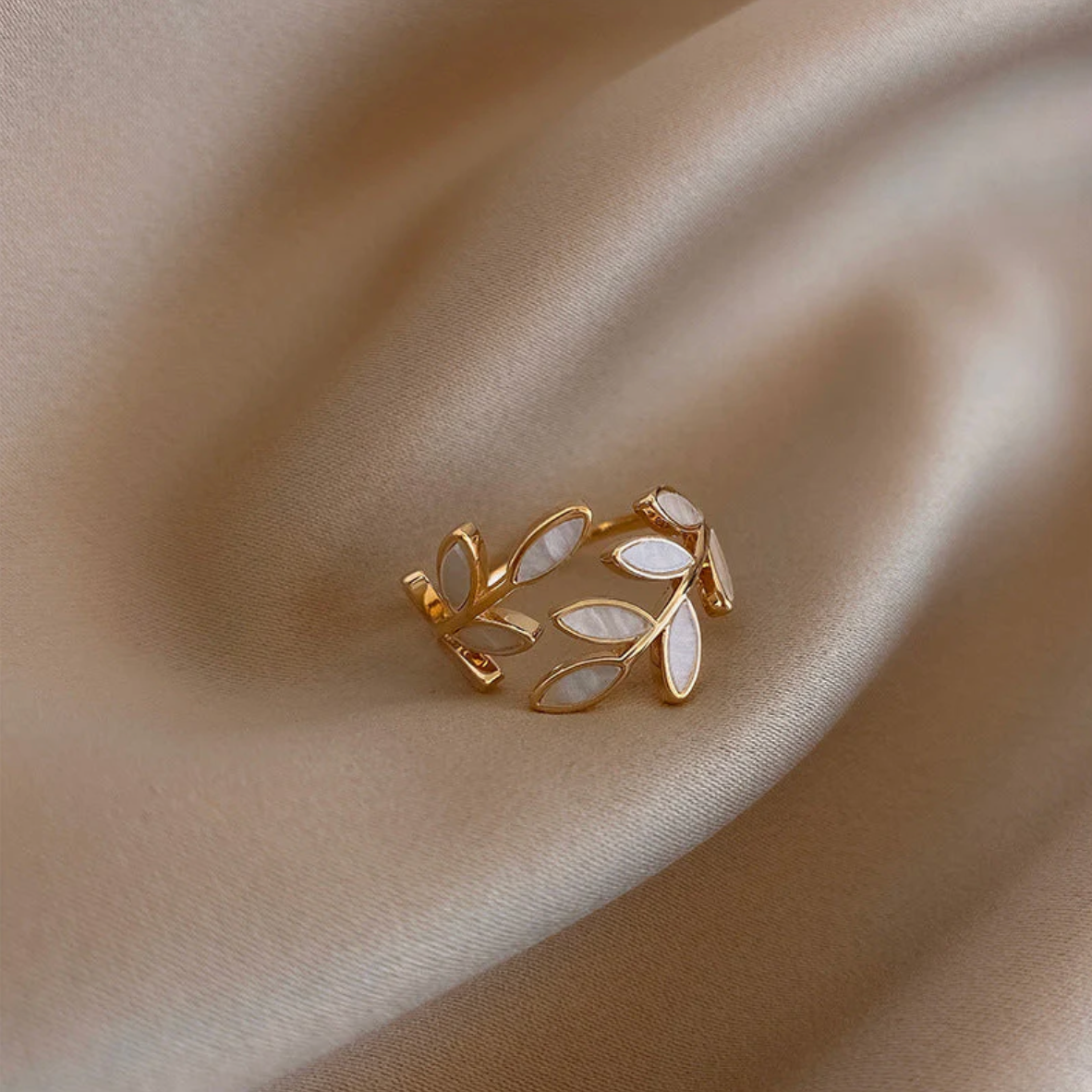Milly - White Opal Leaf Adjustable Ring